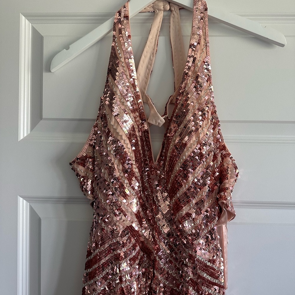 Mac Duggal Blush Sequin Maxi Dress - Picture 6 of 10